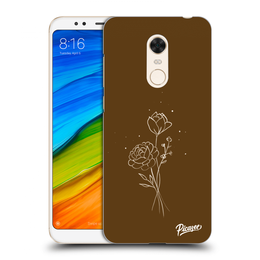 Picasee Xiaomi Redmi 5 Plus Global Hülle - Schwarzes Silikon - Brown flowers