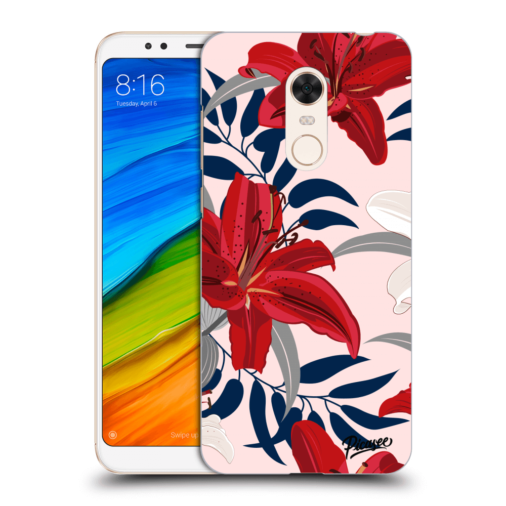Picasee Xiaomi Redmi 5 Plus Global Hülle - Transparentes Silikon - Red Lily