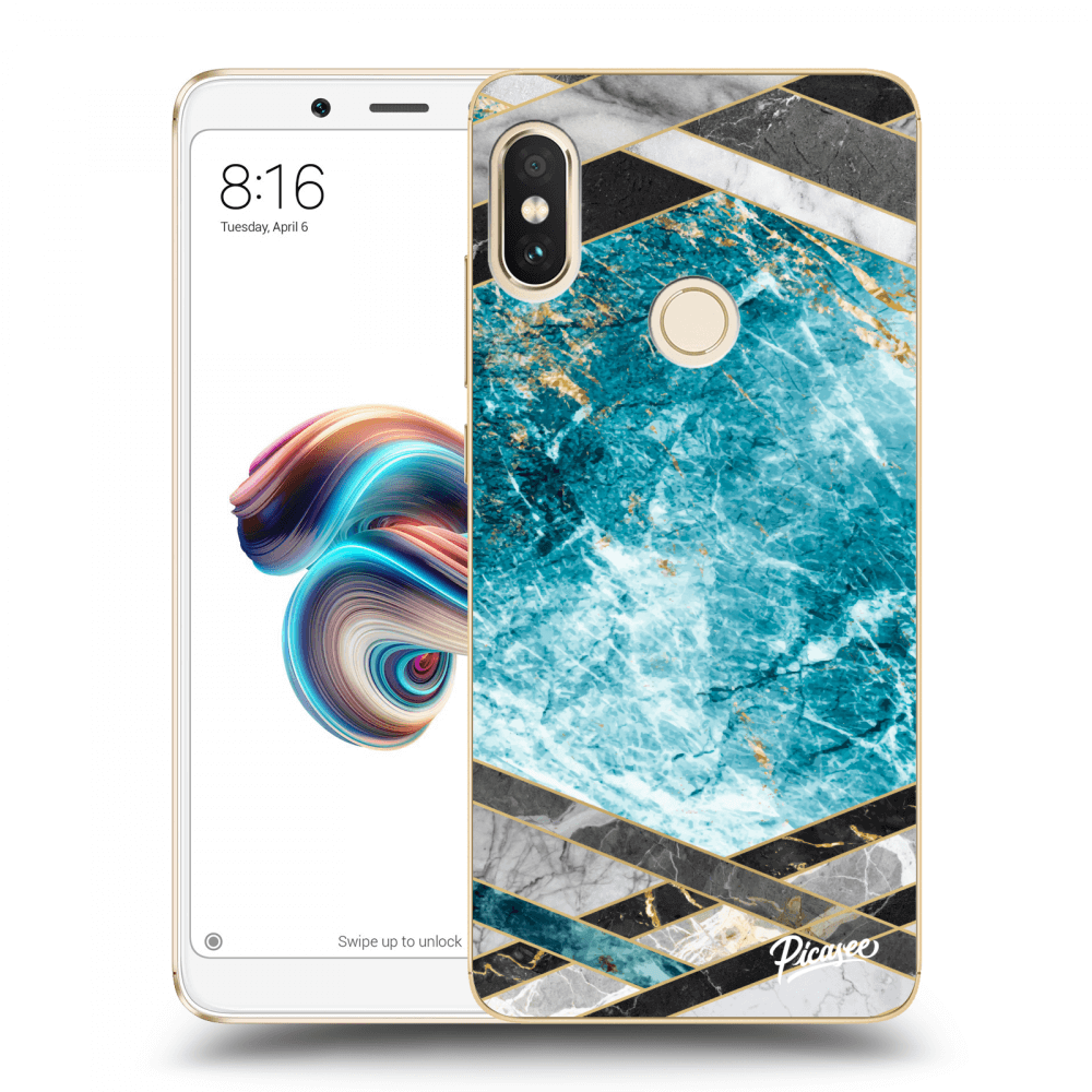 Picasee Xiaomi Redmi Note 5 Global Hülle - Transparentes Silikon - Blue geometry