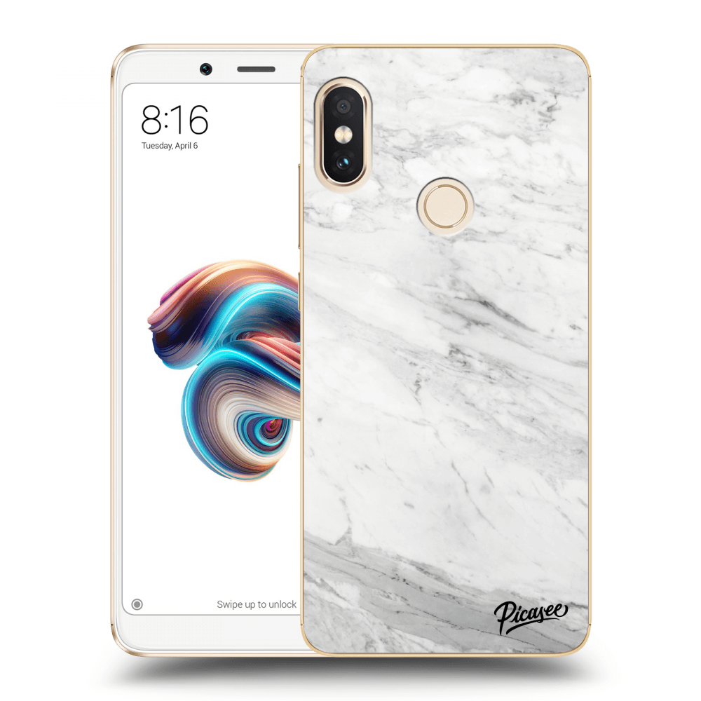 Picasee Xiaomi Redmi Note 5 Global Hülle - Transparentes Silikon - White marble