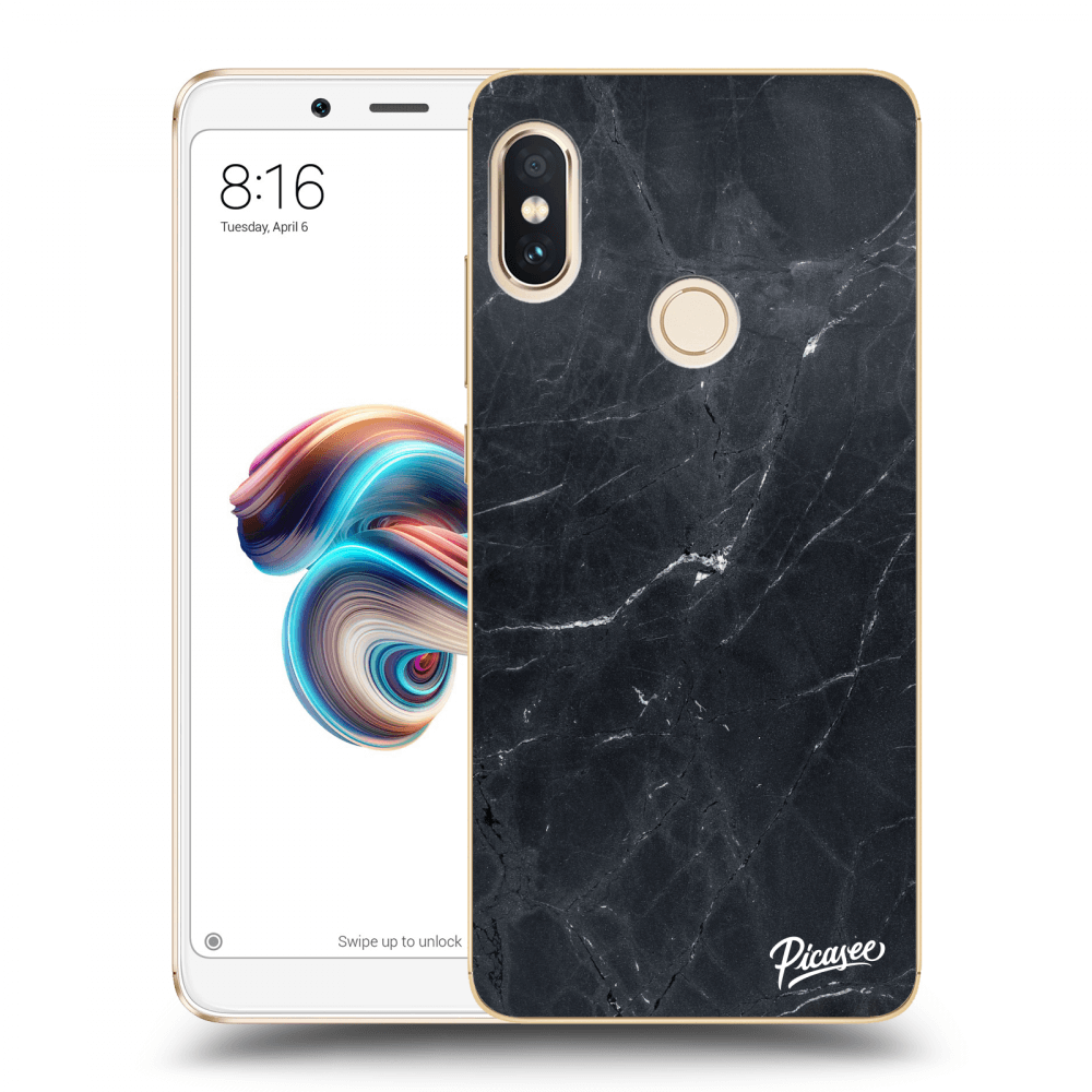 Picasee Xiaomi Redmi Note 5 Global Hülle - Transparentes Silikon - Black marble
