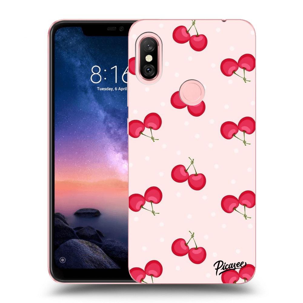 Picasee Xiaomi Redmi Note 6 Pro Hülle - Schwarzes Silikon - Cherries