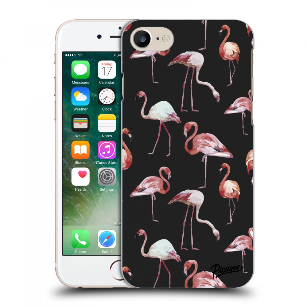 Picasee Apple iPhone 7 Hülle - Schwarzes Silikon - Flamingos