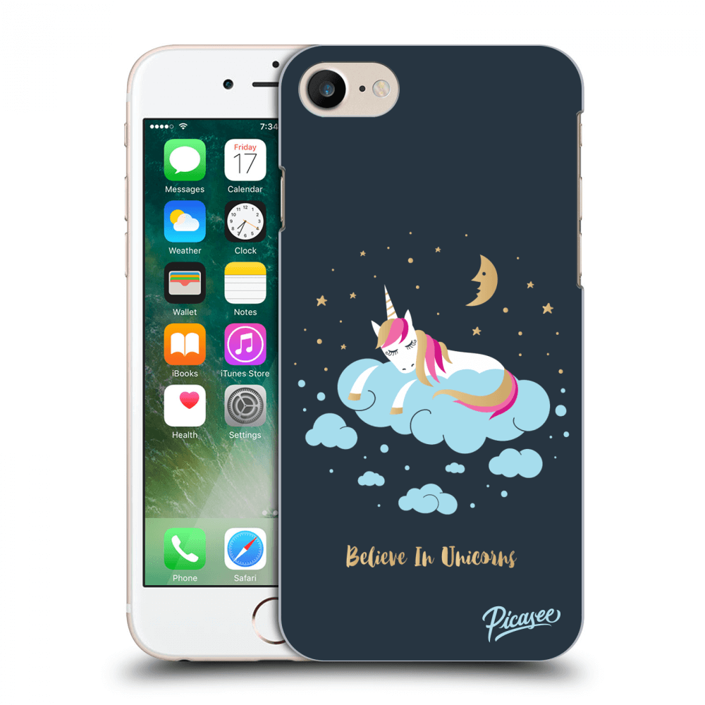 Picasee Apple iPhone 7 Hülle - Schwarzes Silikon - Believe In Unicorns