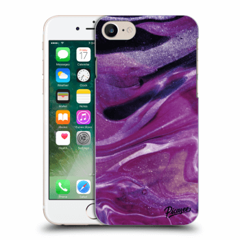 Picasee Apple iPhone 7 Hülle - Transparentes Silikon - Purple glitter