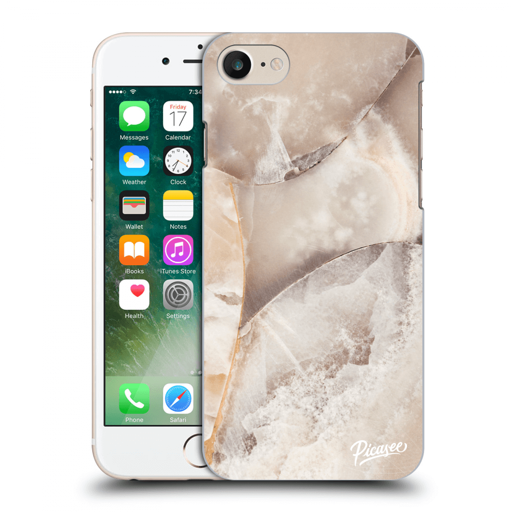 Picasee Apple iPhone 7 Hülle - Schwarzes Silikon - Cream marble