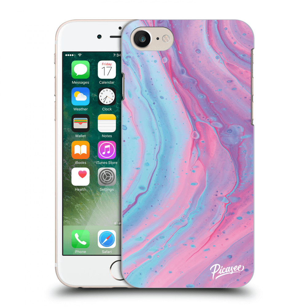 Picasee Apple iPhone 7 Hülle - Schwarzes Silikon - Pink liquid