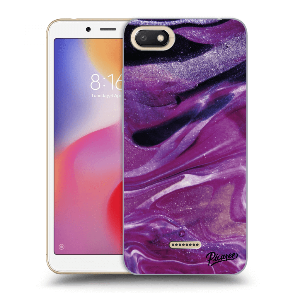 Picasee Xiaomi Redmi 6A Hülle - Transparentes Silikon - Purple glitter