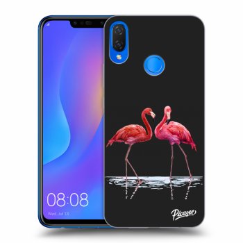 Picasee Huawei Nova 3i Hülle - Schwarzes Silikon - Flamingos couple