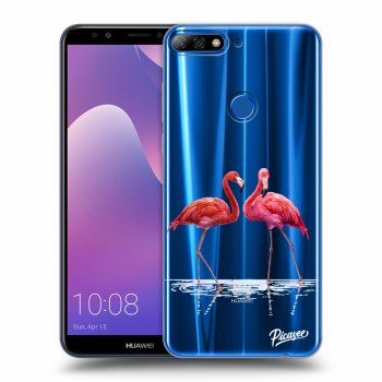 Picasee Huawei Y7 Prime (2018) Hülle - Transparentes Silikon - Flamingos couple
