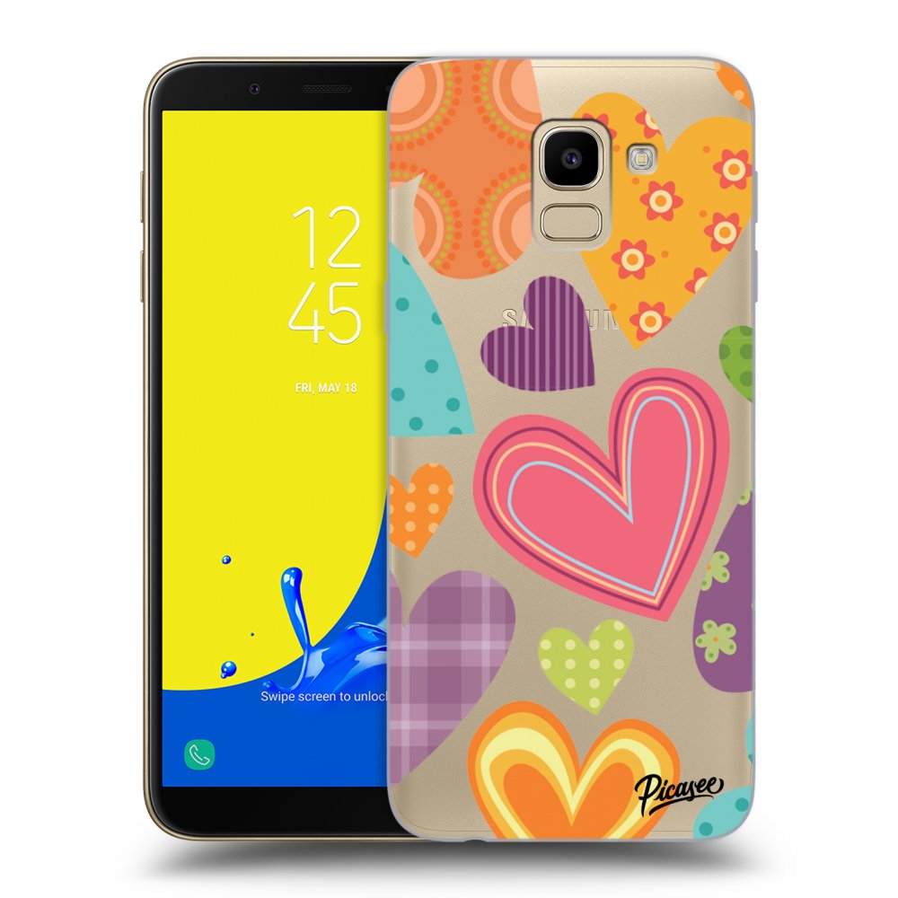 Picasee Samsung Galaxy J6 J600F Hülle - Transparentes Silikon - Colored heart