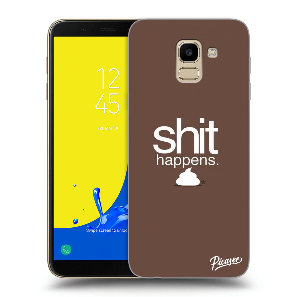 Picasee Samsung Galaxy J6 J600F Hülle - Transparentes Silikon - Shit happens