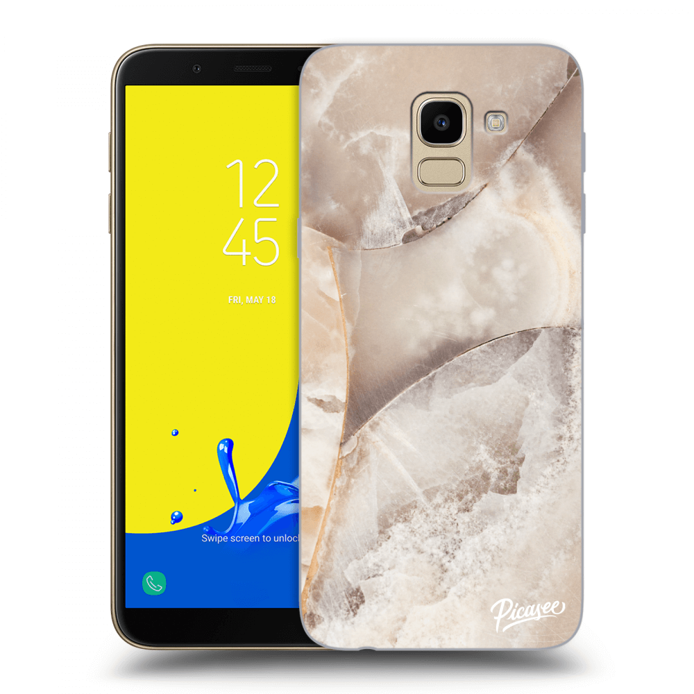 Picasee Samsung Galaxy J6 J600F Hülle - Transparentes Silikon - Cream marble