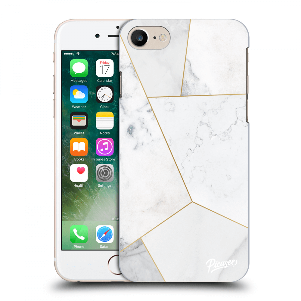 Picasee Apple iPhone 8 Hülle - Transparentes Silikon - White tile