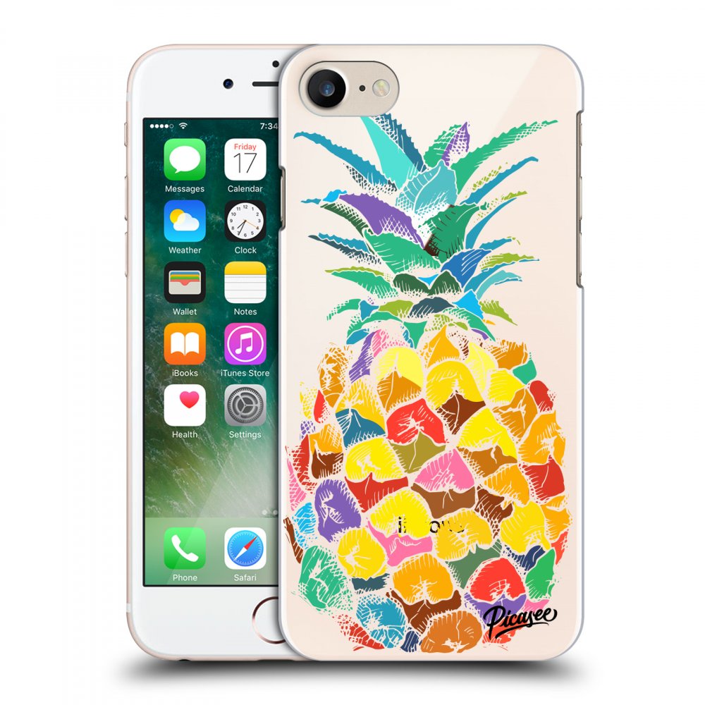 Picasee Apple iPhone 8 Hülle - Transparentes Silikon - Pineapple