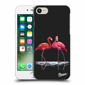 Picasee Apple iPhone 8 Hülle - Schwarzes Silikon - Flamingos couple