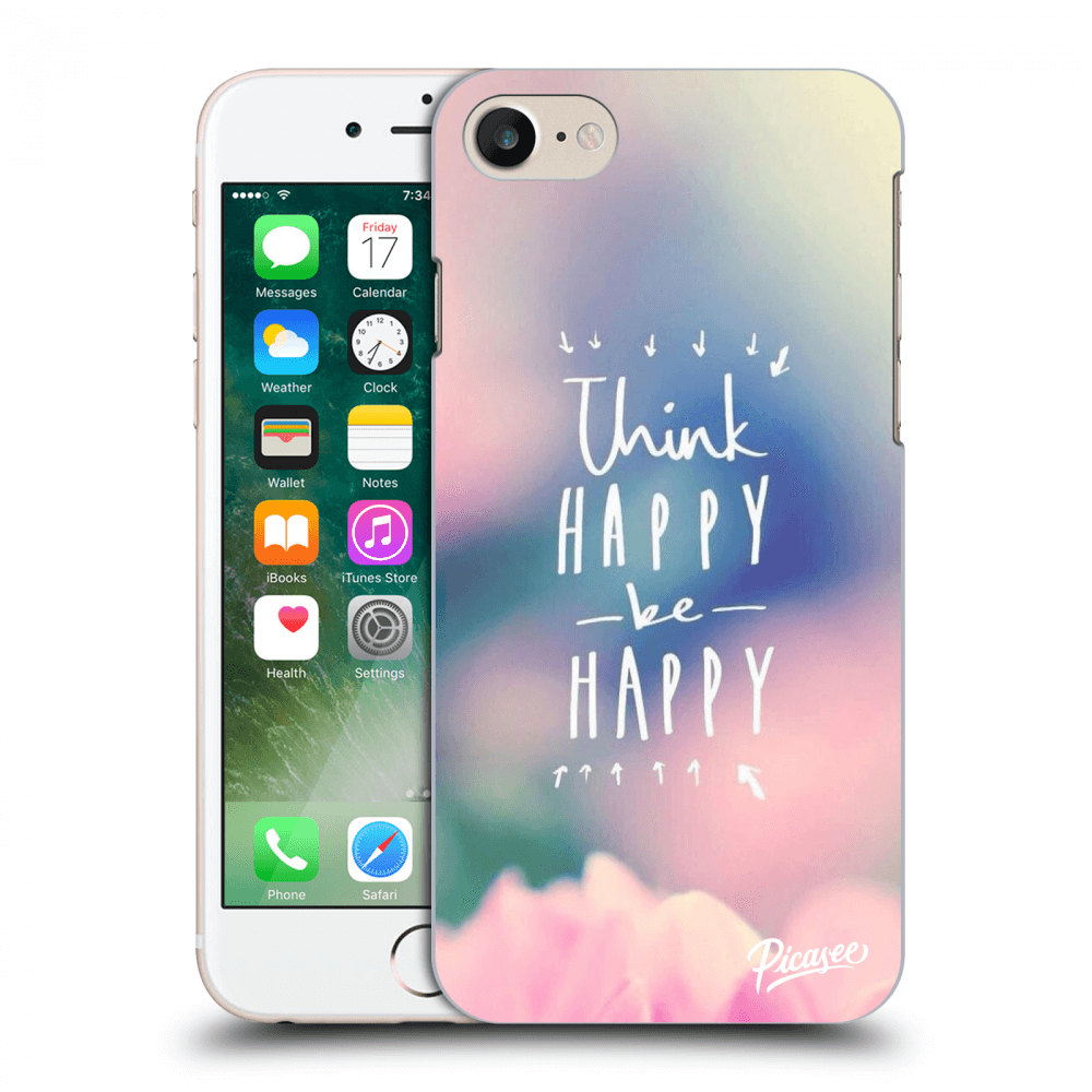 Picasee Apple iPhone 8 Hülle - Schwarzes Silikon - Think happy be happy