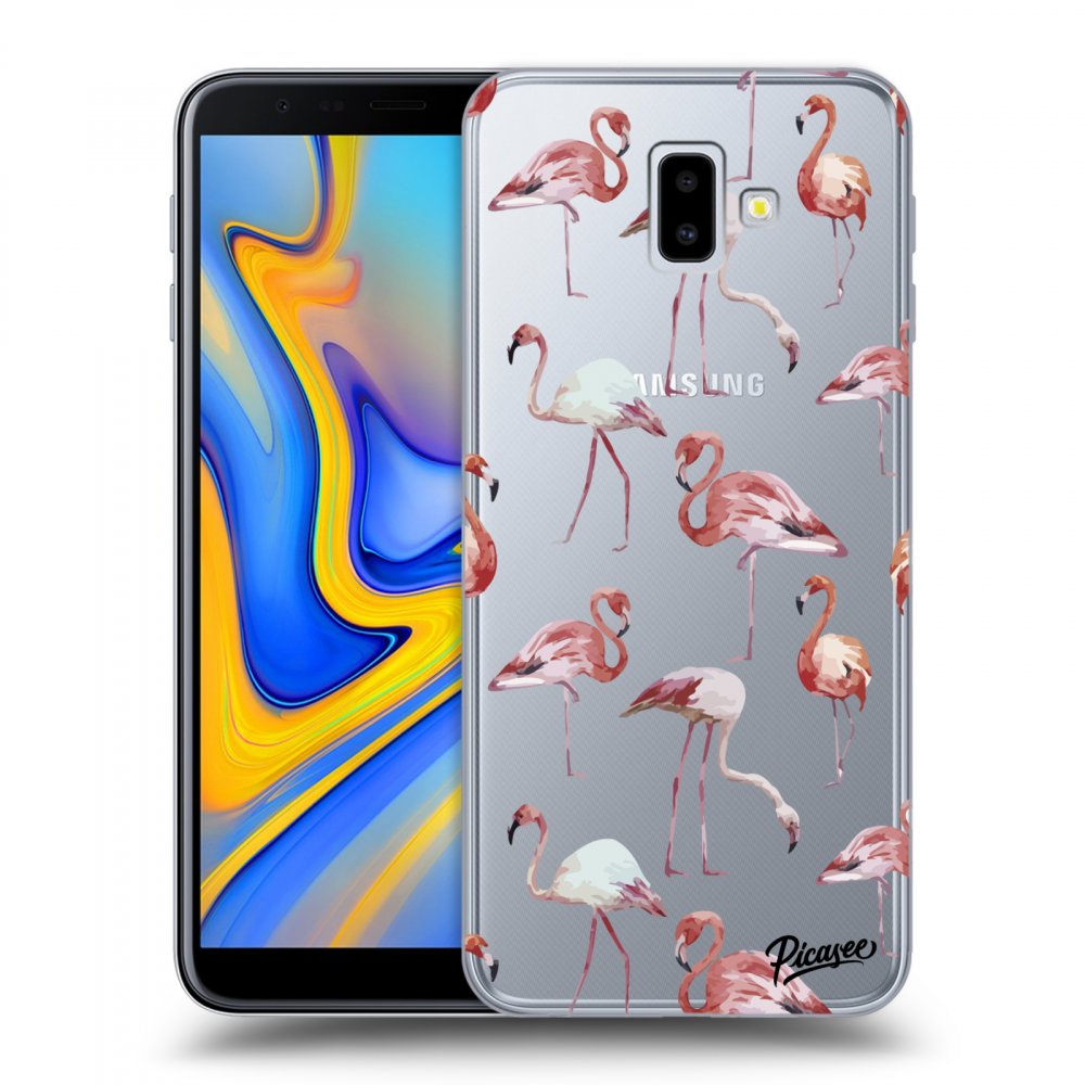Picasee Samsung Galaxy J6+ J610F Hülle - Transparentes Silikon - Flamingos