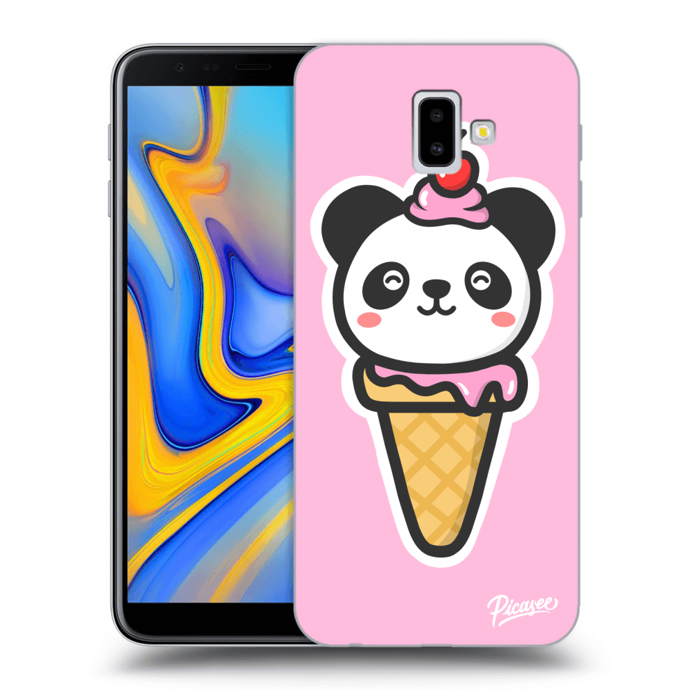 Picasee Samsung Galaxy J6+ J610F Hülle - Transparentes Silikon - Ice Cream Panda