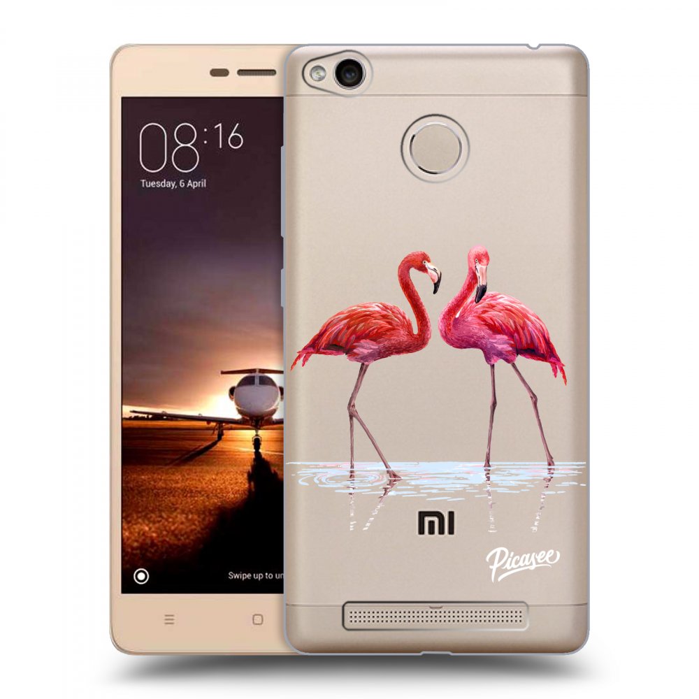 Picasee Xiaomi Redmi 3s, 3 Pro Hülle - Transparentes Silikon - Flamingos couple