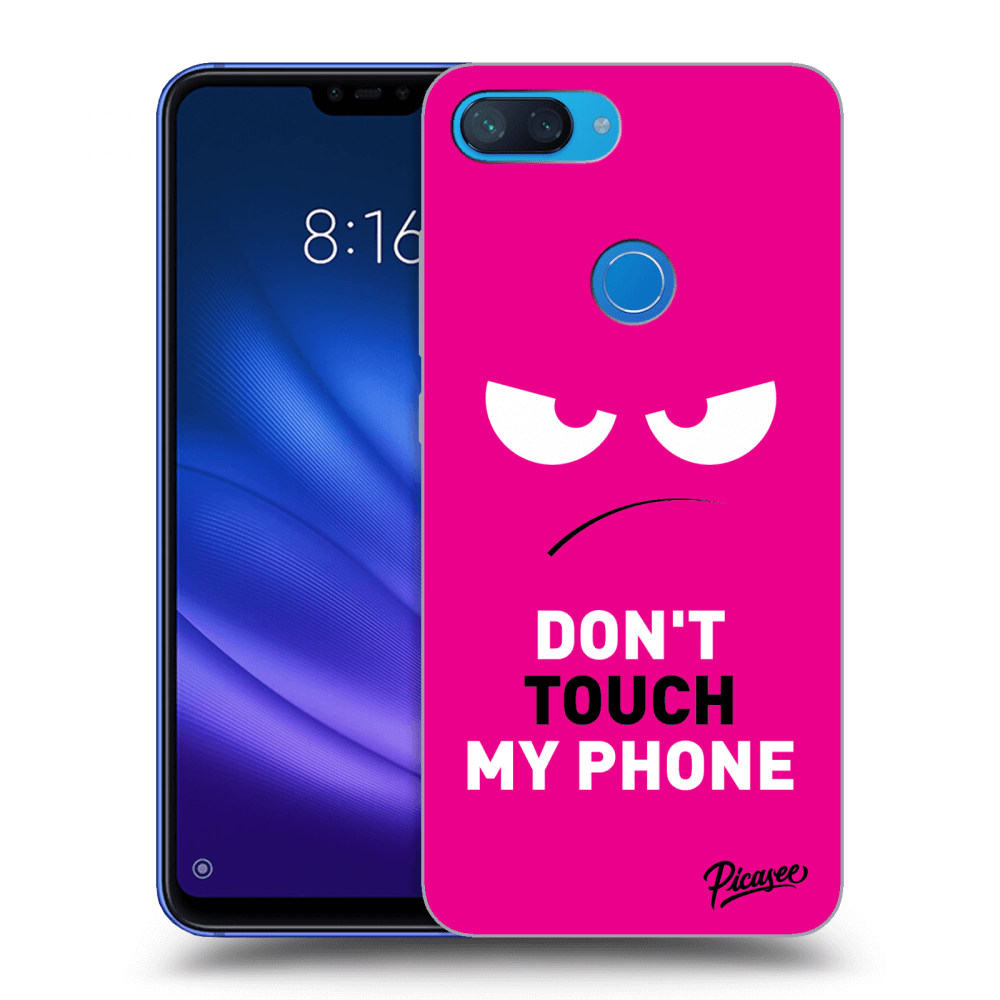 Picasee Xiaomi Mi 8 Lite Hülle - Schwarzes Silikon - Angry Eyes - Pink