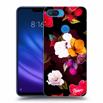Picasee Xiaomi Mi 8 Lite Hülle - Schwarzes Silikon - Flowers and Berries