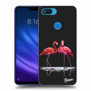Picasee Xiaomi Mi 8 Lite Hülle - Schwarzes Silikon - Flamingos couple