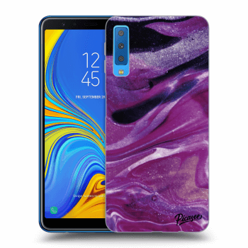 Picasee Samsung Galaxy A7 2018 A750F Hülle - Transparentes Silikon - Purple glitter