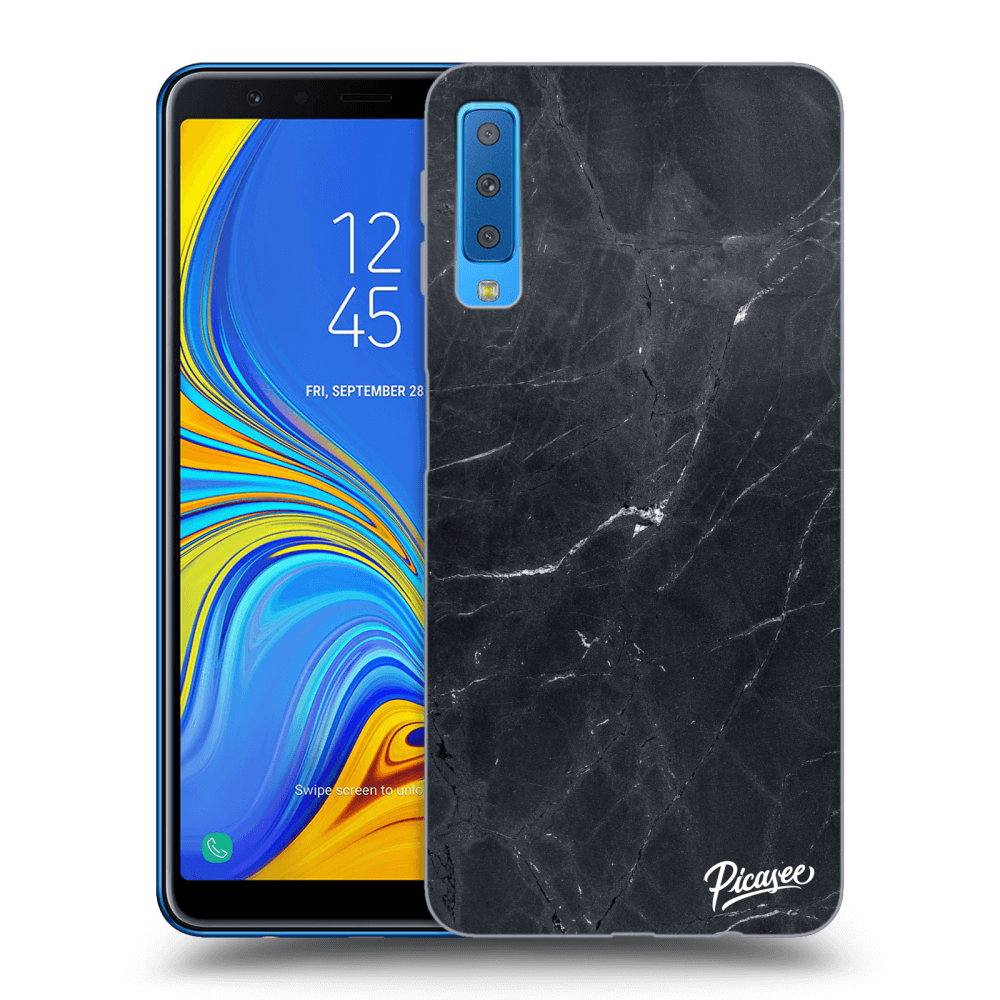 Picasee Samsung Galaxy A7 2018 A750F Hülle - Transparentes Silikon - Black marble