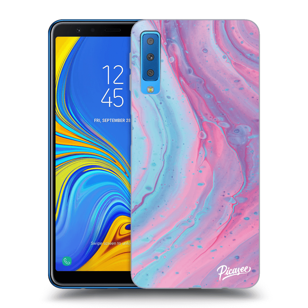 Picasee Samsung Galaxy A7 2018 A750F Hülle - Transparentes Silikon - Pink liquid