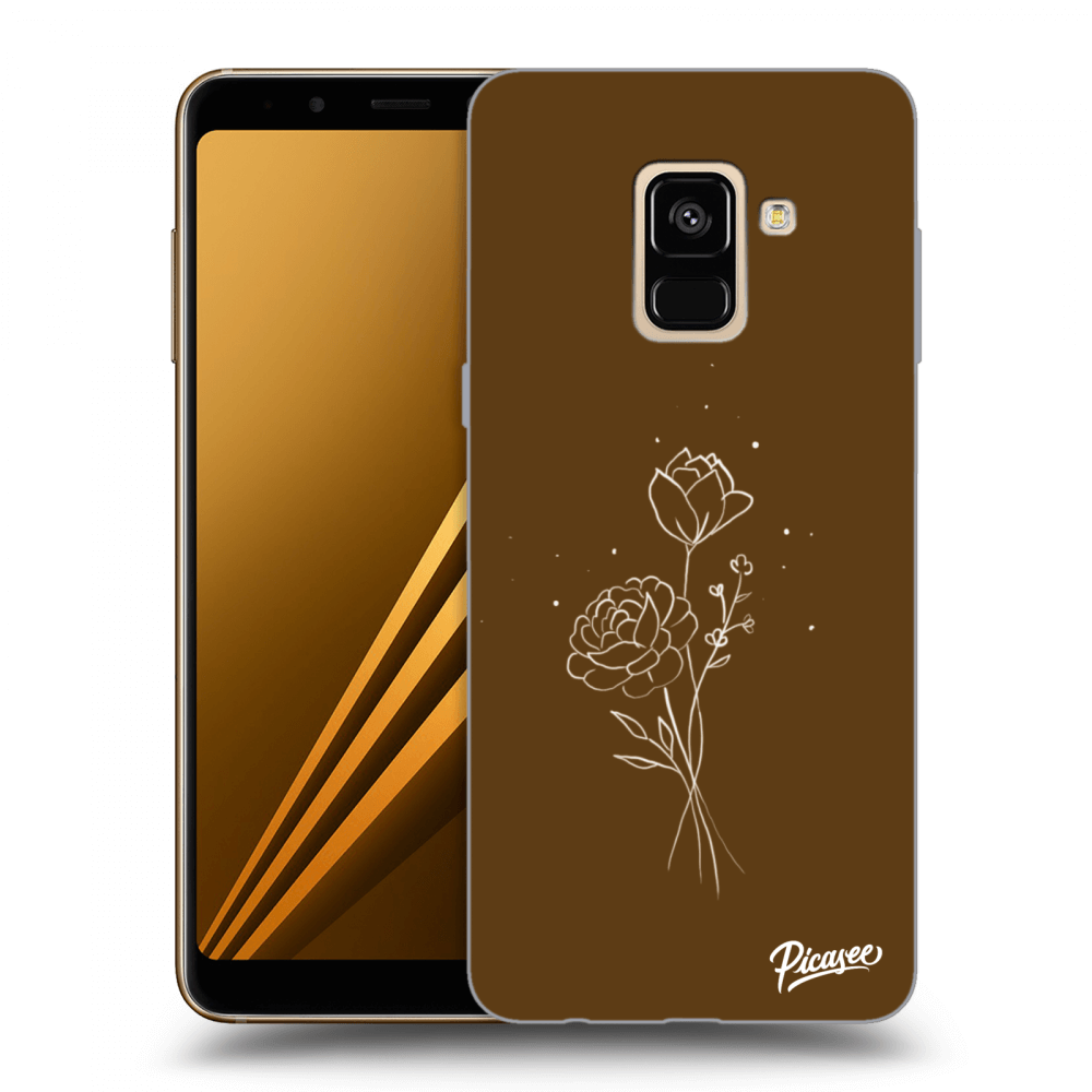 Picasee Samsung Galaxy A8 2018 A530F Hülle - Schwarzes Silikon - Brown flowers