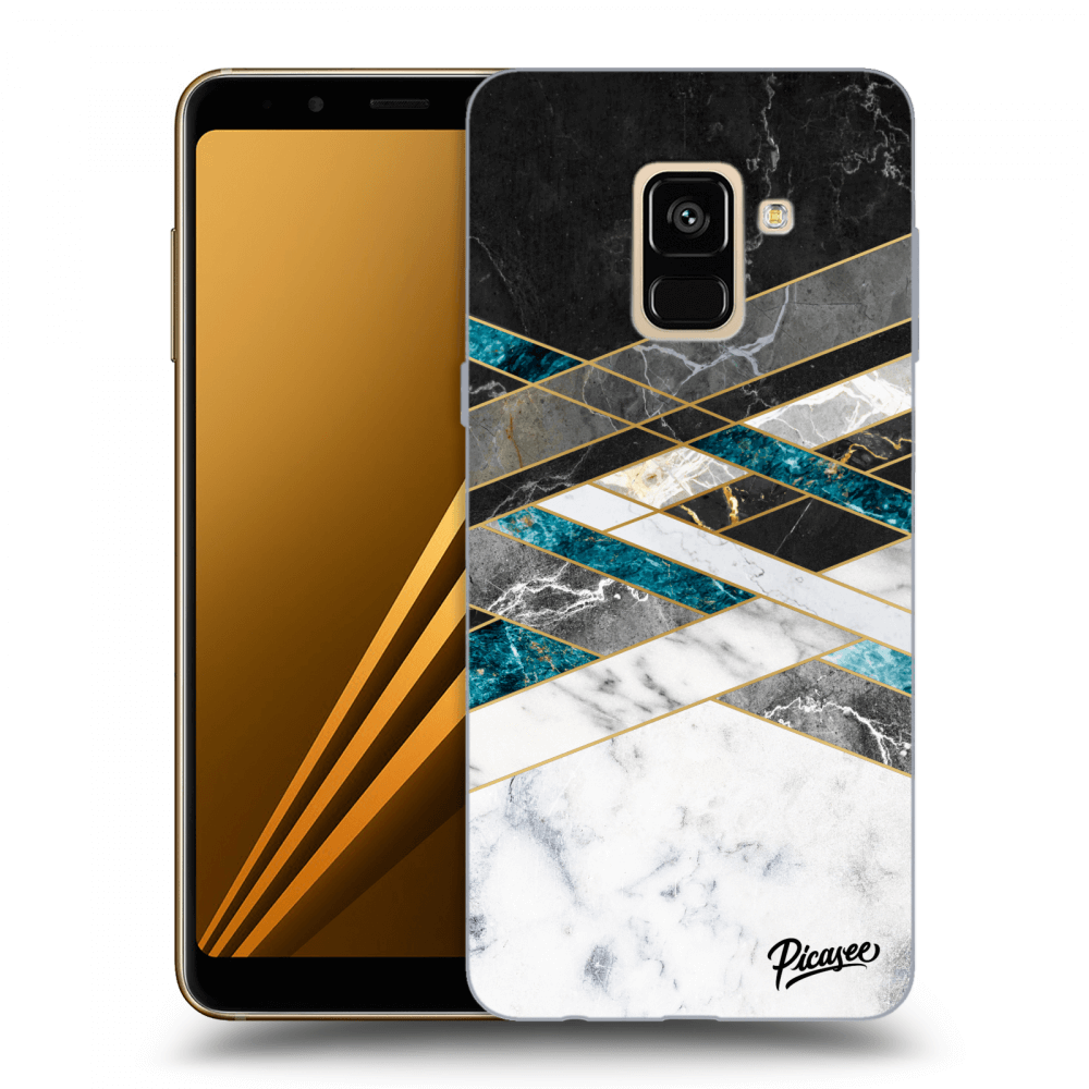 Picasee Samsung Galaxy A8 2018 A530F Hülle - Schwarzes Silikon - Black & White geometry