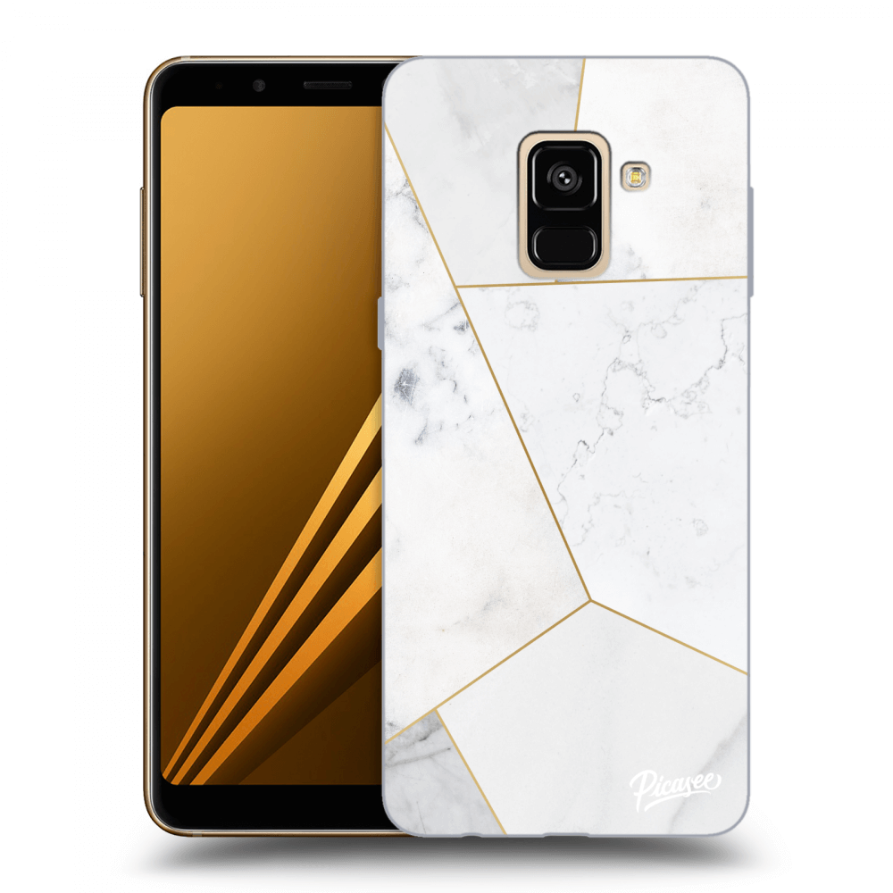 Picasee Samsung Galaxy A8 2018 A530F Hülle - Schwarzes Silikon - White tile