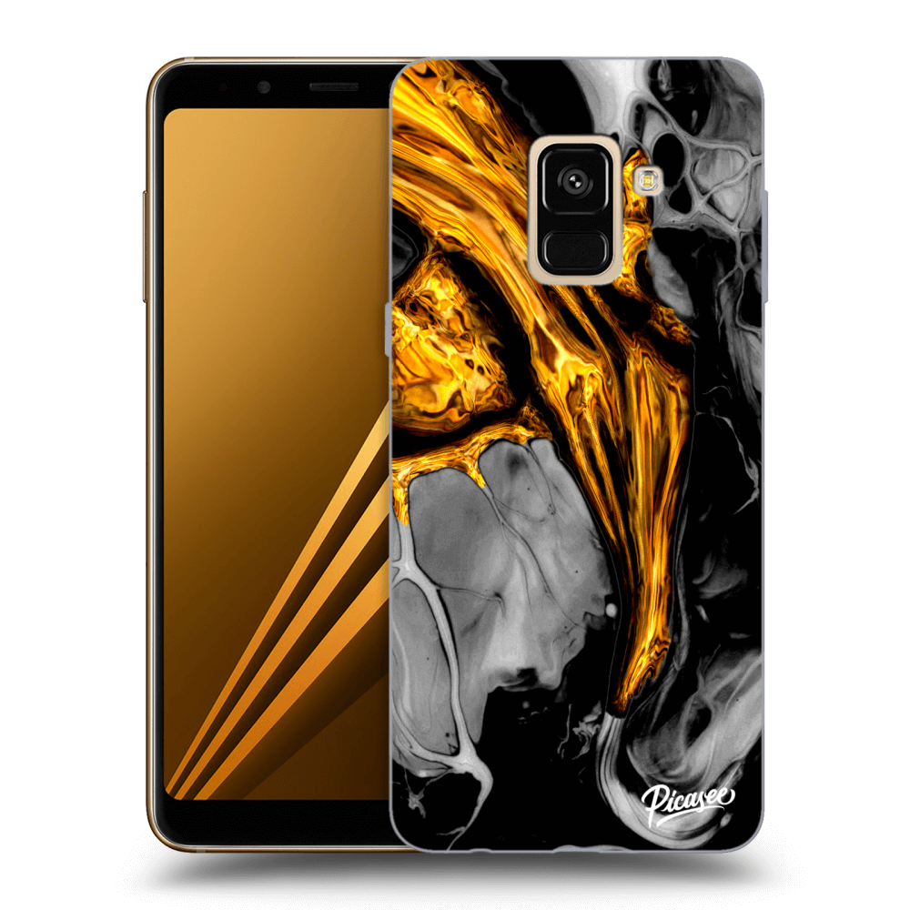 Picasee Samsung Galaxy A8 2018 A530F Hülle - Schwarzes Silikon - Black Gold