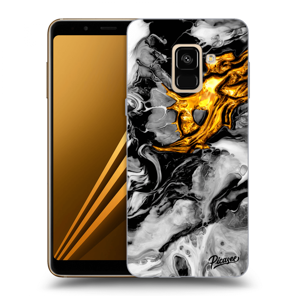 Picasee Samsung Galaxy A8 2018 A530F Hülle - Schwarzes Silikon - Black Gold 2