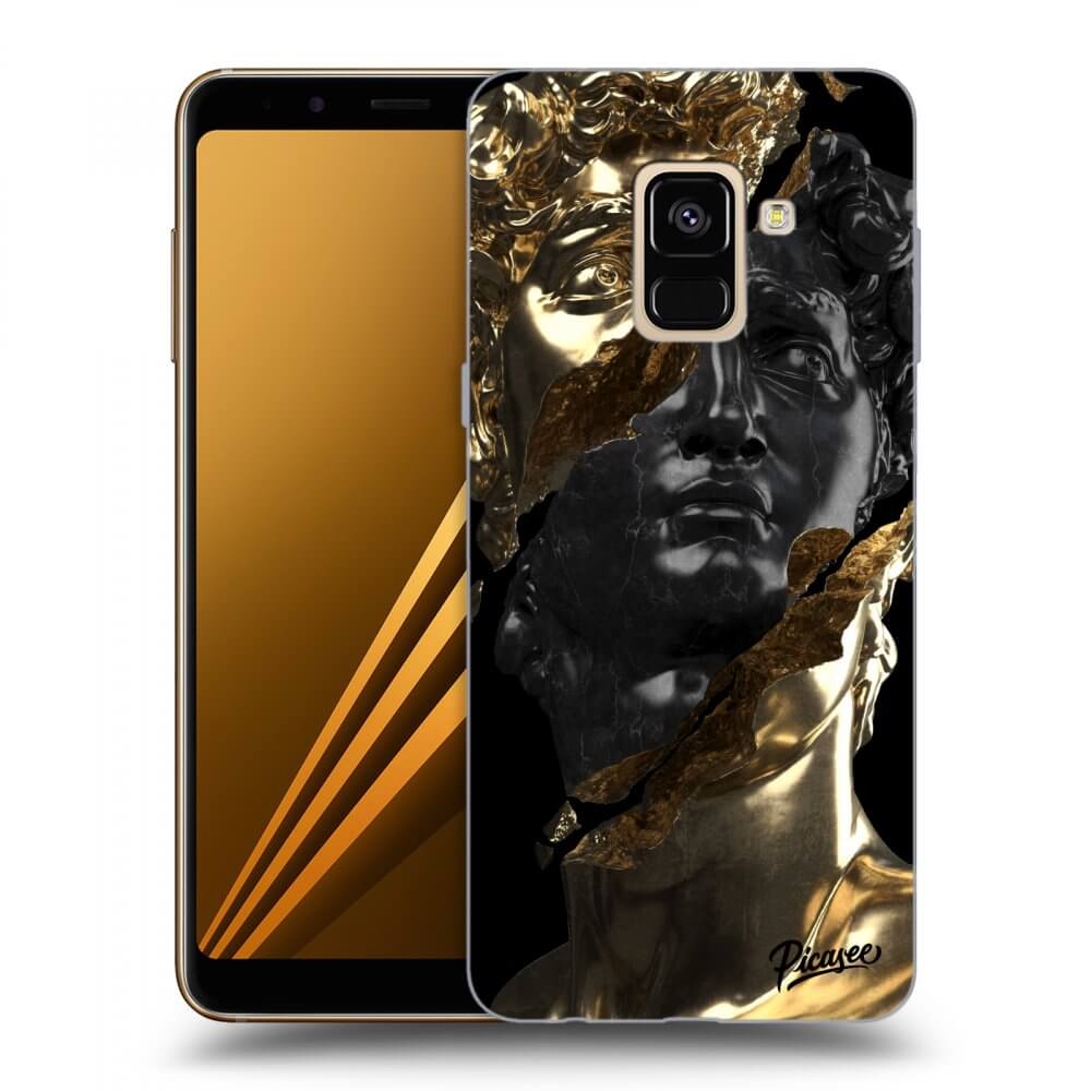Picasee Samsung Galaxy A8 2018 A530F Hülle - Schwarzes Silikon - Gold - Black