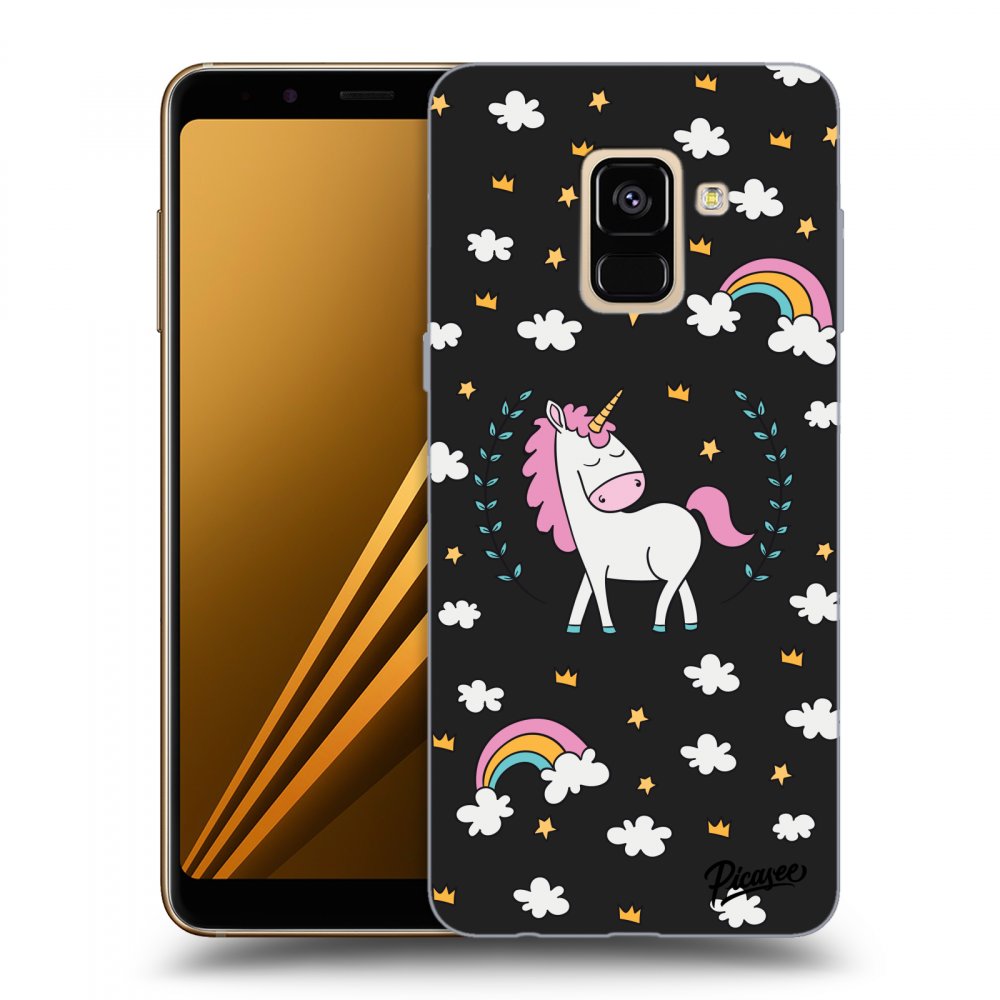 Picasee Samsung Galaxy A8 2018 A530F Hülle - Schwarzes Silikon - Unicorn star heaven