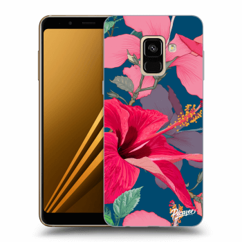 Picasee Samsung Galaxy A8 2018 A530F Hülle - Schwarzes Silikon - Hibiscus