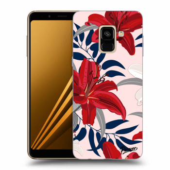 Picasee Samsung Galaxy A8 2018 A530F Hülle - Schwarzes Silikon - Red Lily