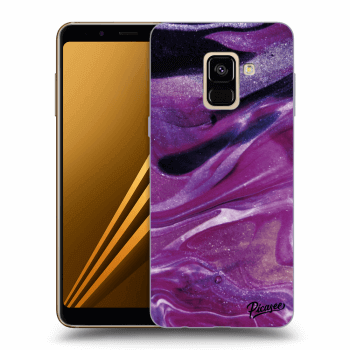 Picasee Samsung Galaxy A8 2018 A530F Hülle - Transparentes Silikon - Purple glitter