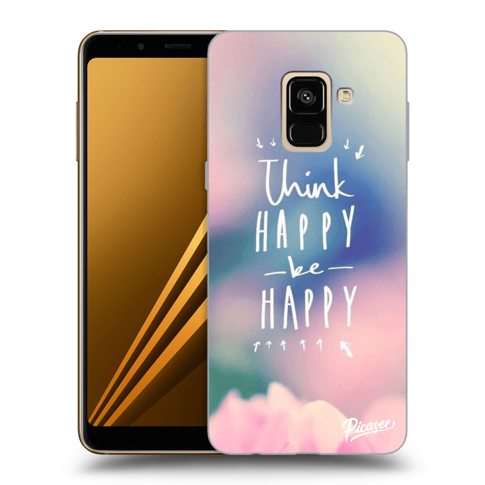 Picasee Samsung Galaxy A8 2018 A530F Hülle - Schwarzes Silikon - Think happy be happy