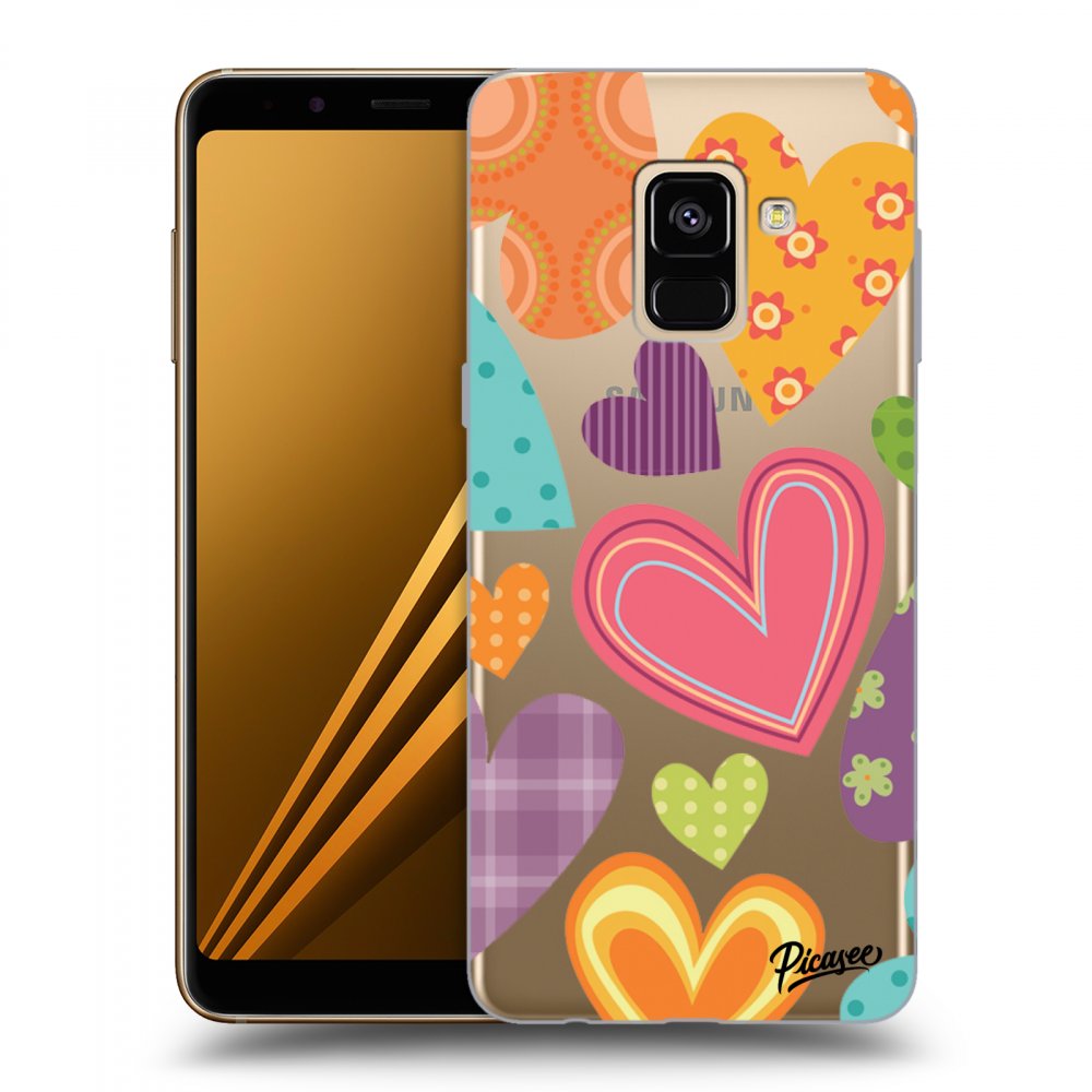 Picasee Samsung Galaxy A8 2018 A530F Hülle - Transparentes Silikon - Colored heart