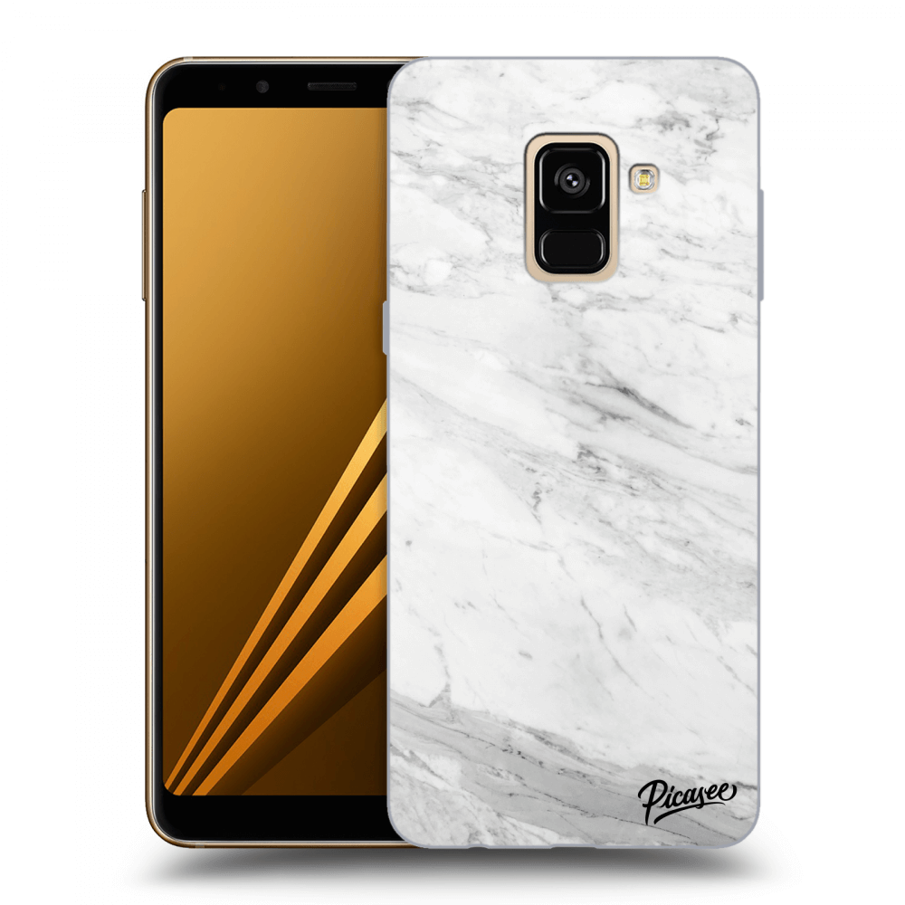 Picasee Samsung Galaxy A8 2018 A530F Hülle - Schwarzes Silikon - White marble