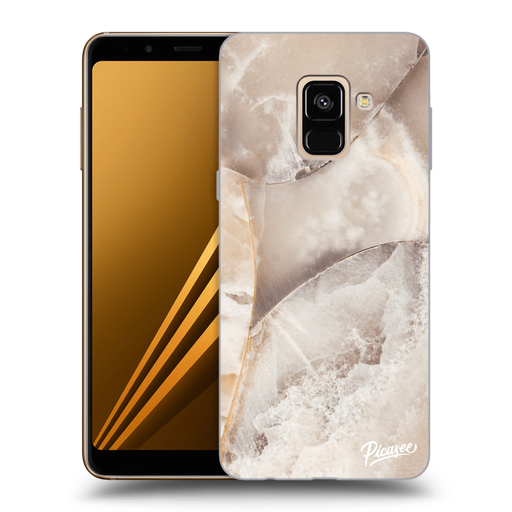 Picasee Samsung Galaxy A8 2018 A530F Hülle - Schwarzes Silikon - Cream marble