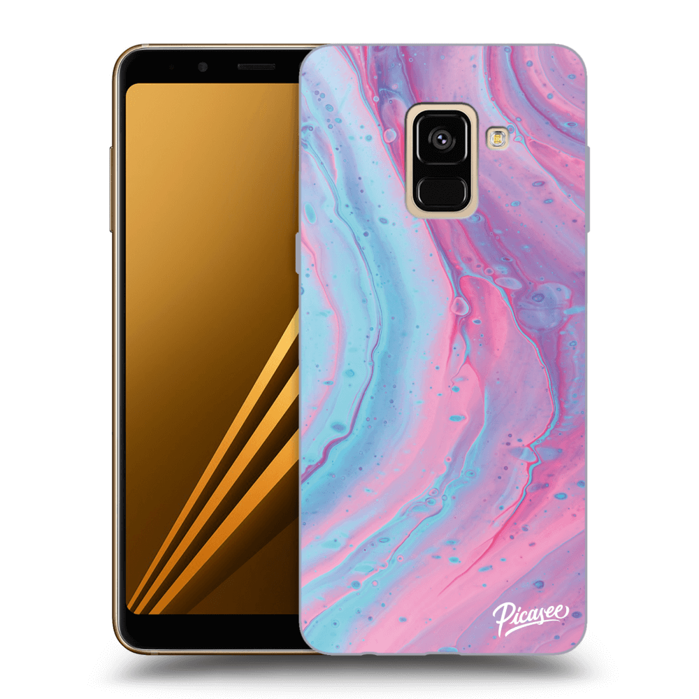 Picasee Samsung Galaxy A8 2018 A530F Hülle - Transparentes Silikon - Pink liquid