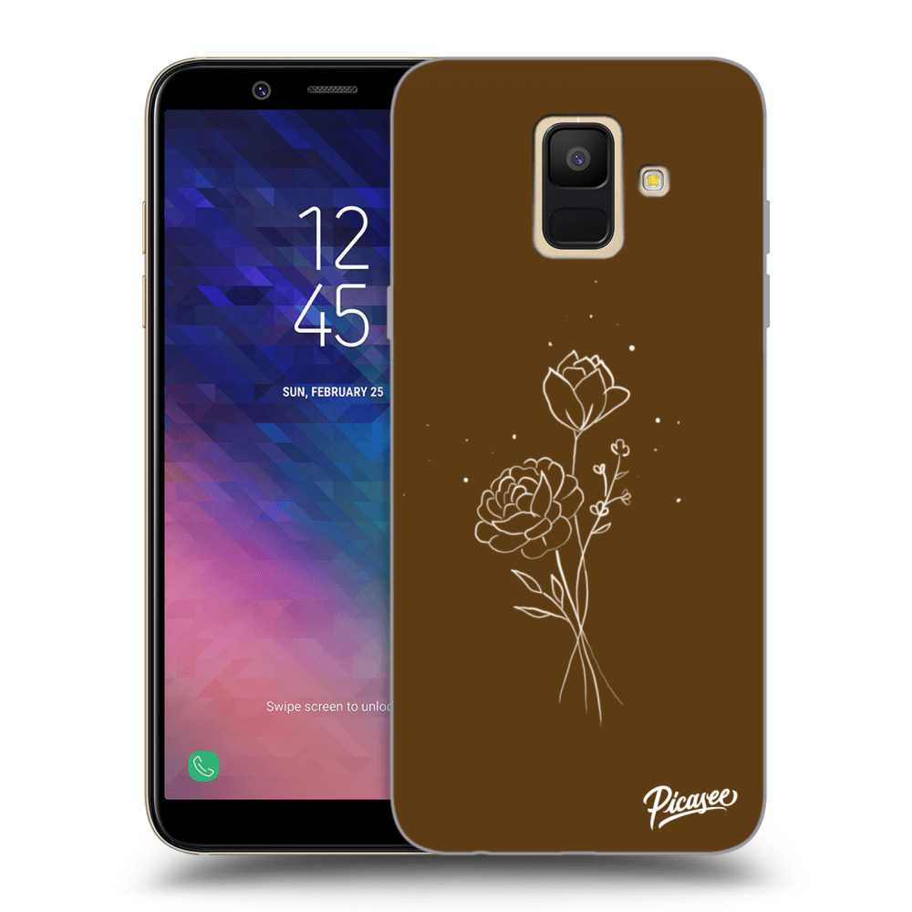 Picasee Samsung Galaxy A6 A600F Hülle - Transparentes Silikon - Brown flowers