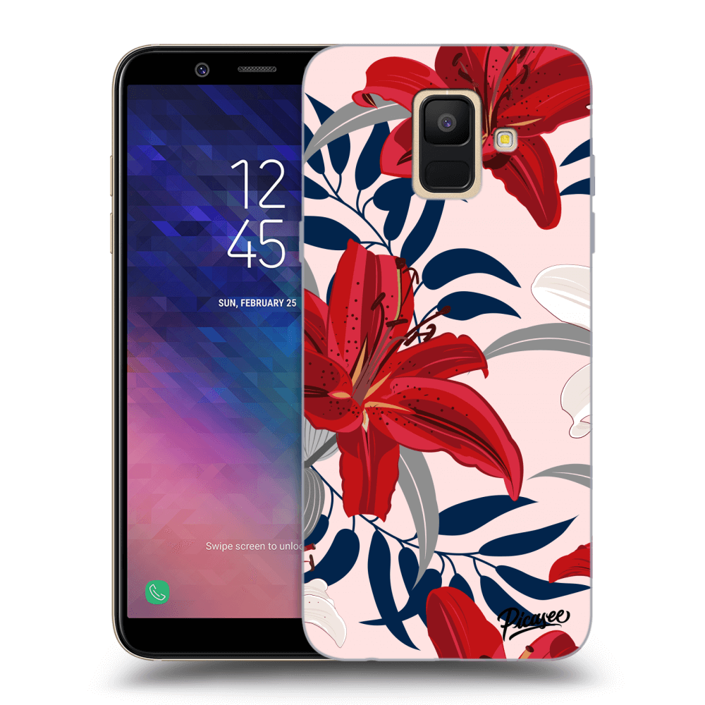 Picasee Samsung Galaxy A6 A600F Hülle - Transparentes Silikon - Red Lily