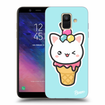 Picasee Samsung Galaxy A6 A600F Hülle - Transparentes Silikon - Ice Cream Cat