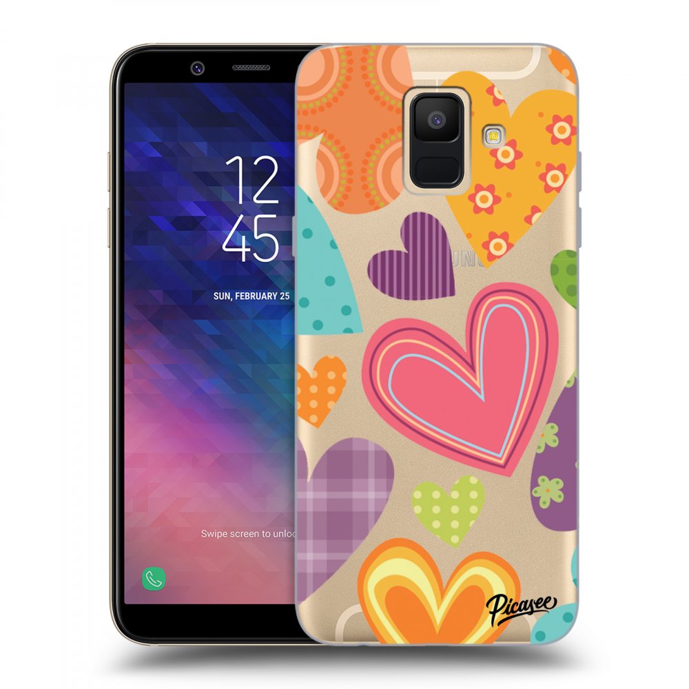 Picasee Samsung Galaxy A6 A600F Hülle - Transparentes Silikon - Colored heart