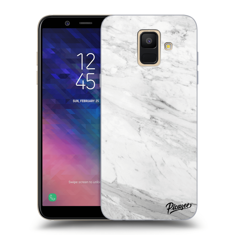Picasee Samsung Galaxy A6 A600F Hülle - Transparentes Silikon - White marble